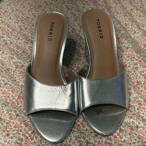 Torrid Metallic Silver Mules size 10 wide